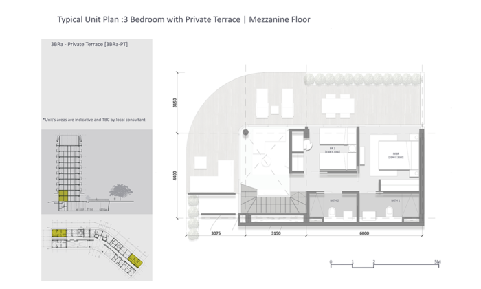 3 Bedroom with Private Terrace | Mezzanine Floor